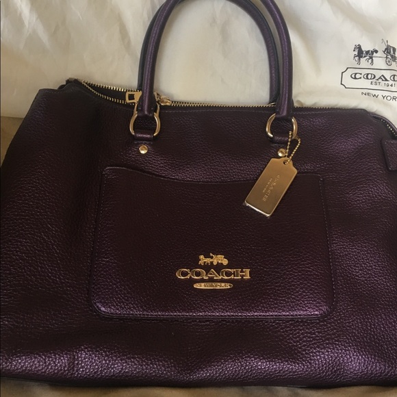 Large Burgundy Coach Handbag. Authentic NWT - Picture 1 of 8